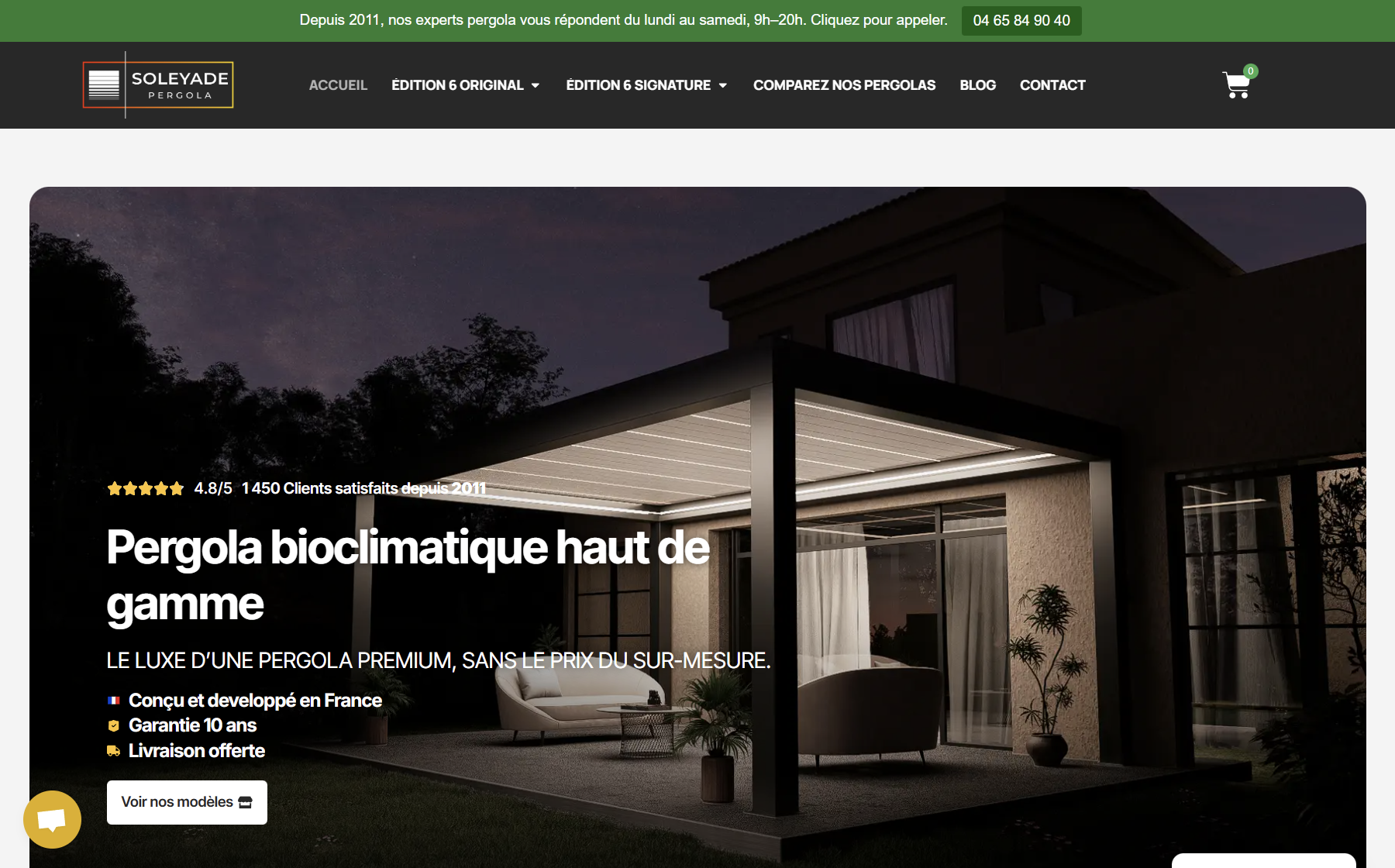 Site Soleyade Pergolas créé par Site Web Montpellier