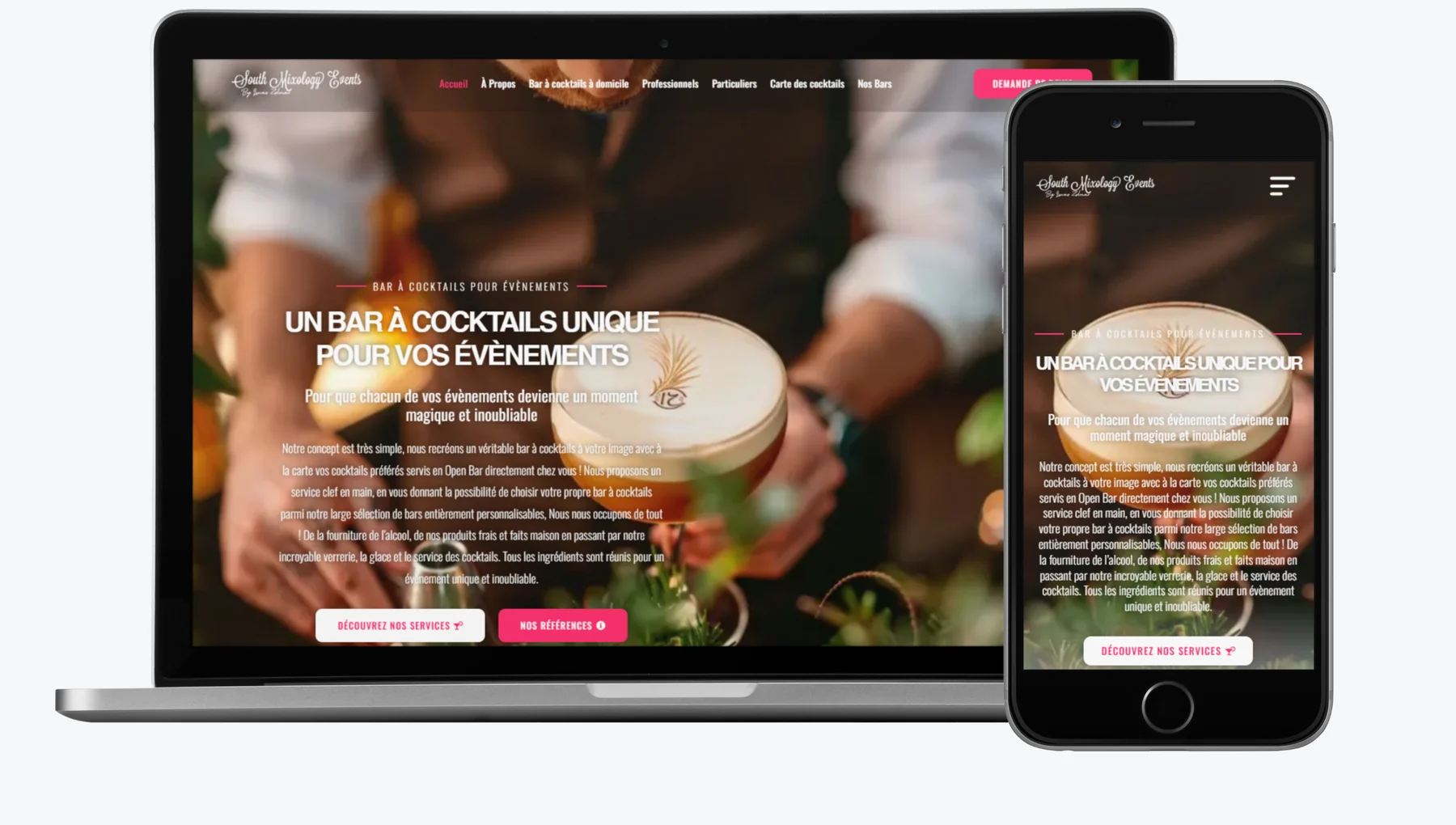Nouveau site d'agence événementielle créé par Site Web Montpellier