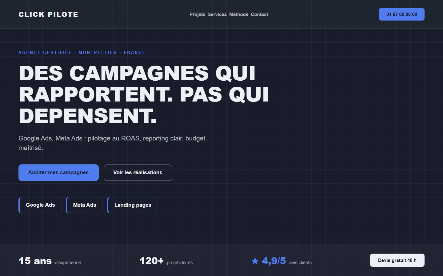 Site internet agence Ads - exemple 1