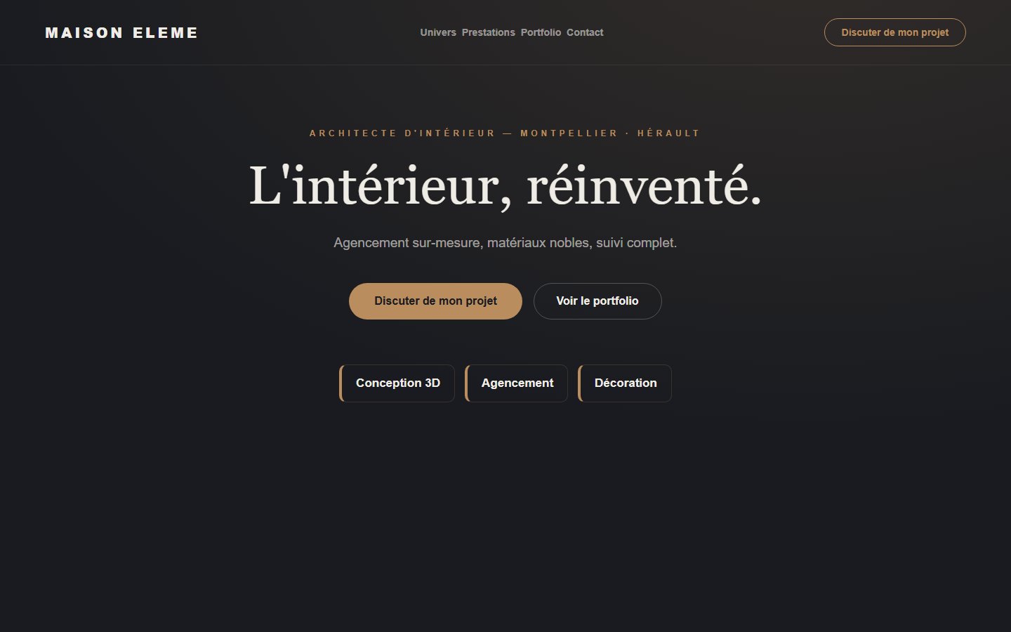 Site internet architecte d'intérieur - exemple 3