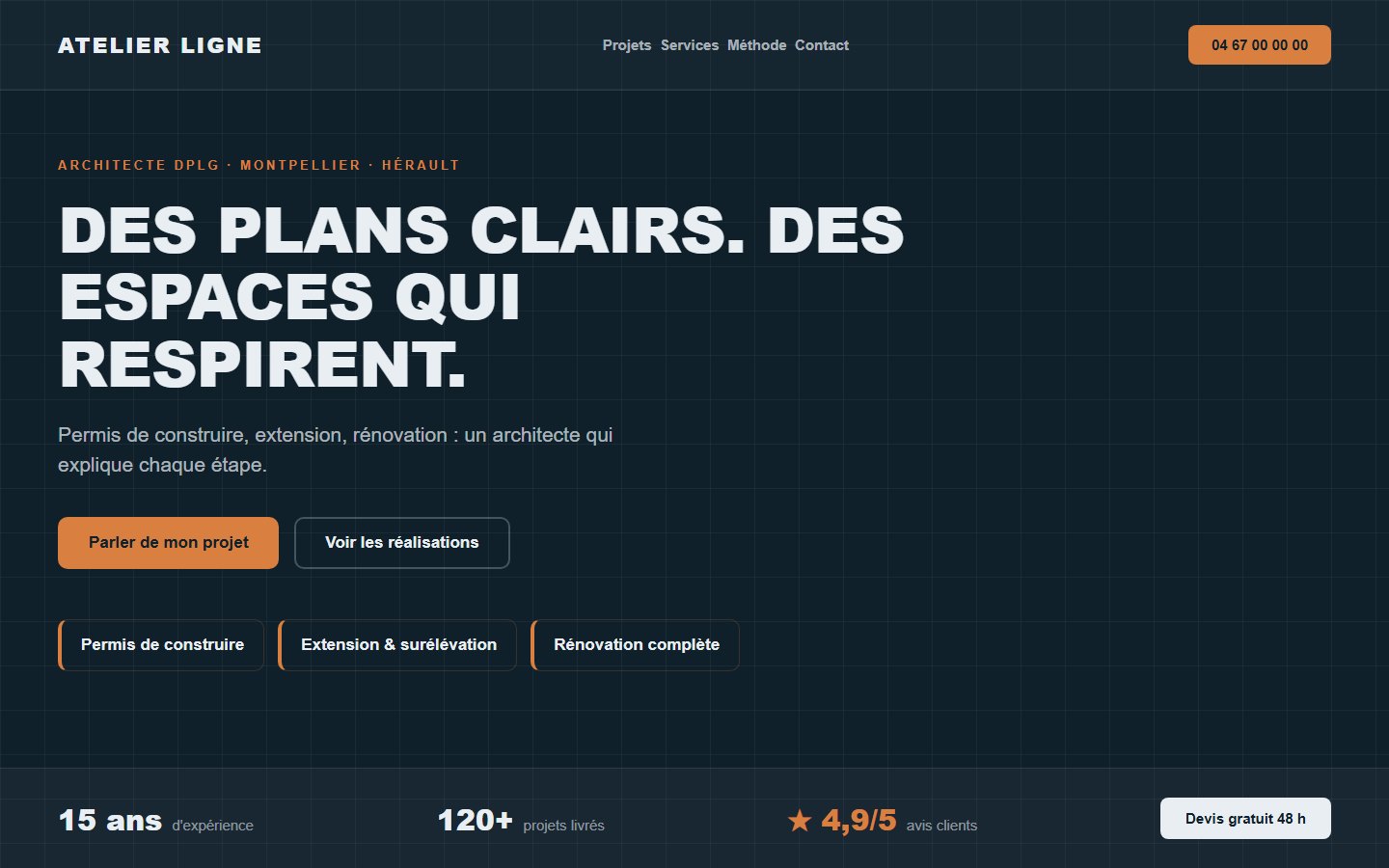 Site internet architecte - exemple 1