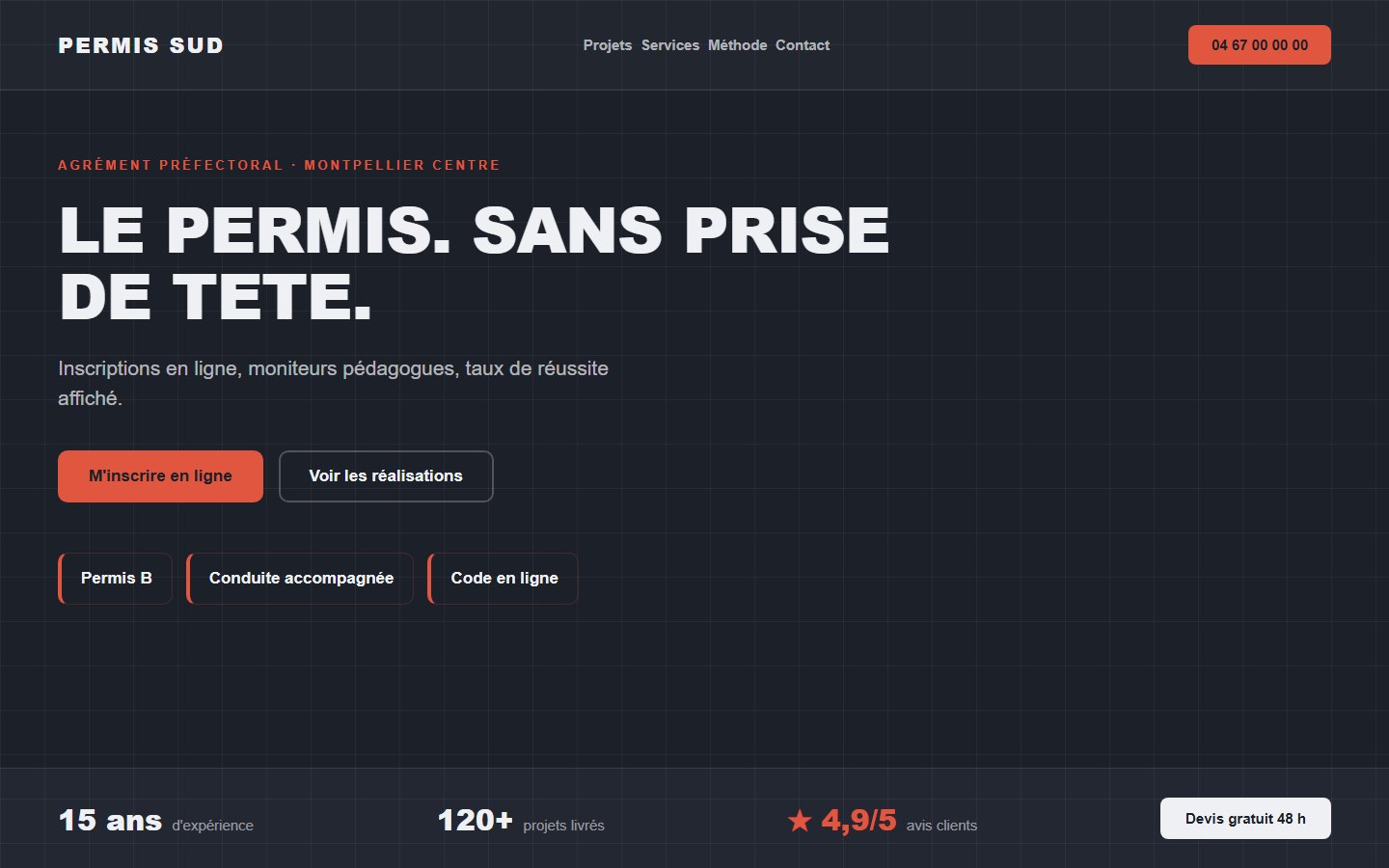 Site internet auto-école - exemple 1