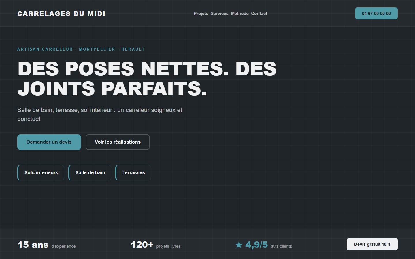 Site internet carreleur - exemple 1
