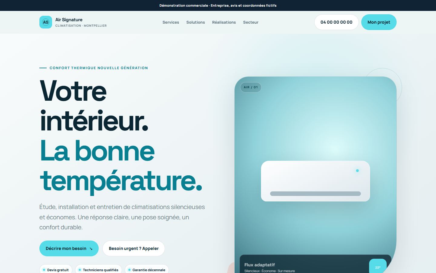 Site internet climatisation - exemple 1
