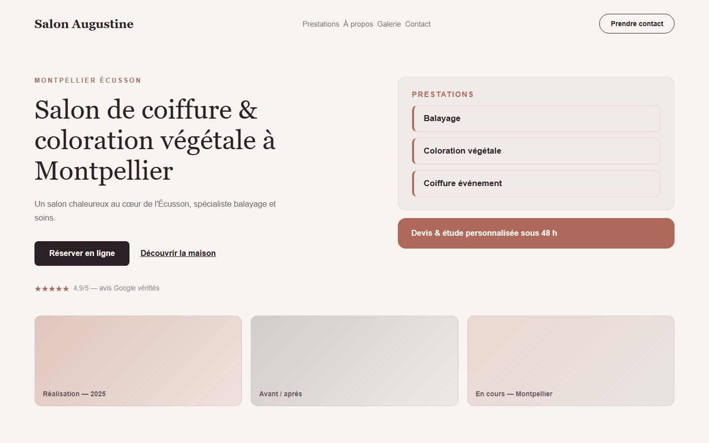 Site internet coiffeur - exemple 2