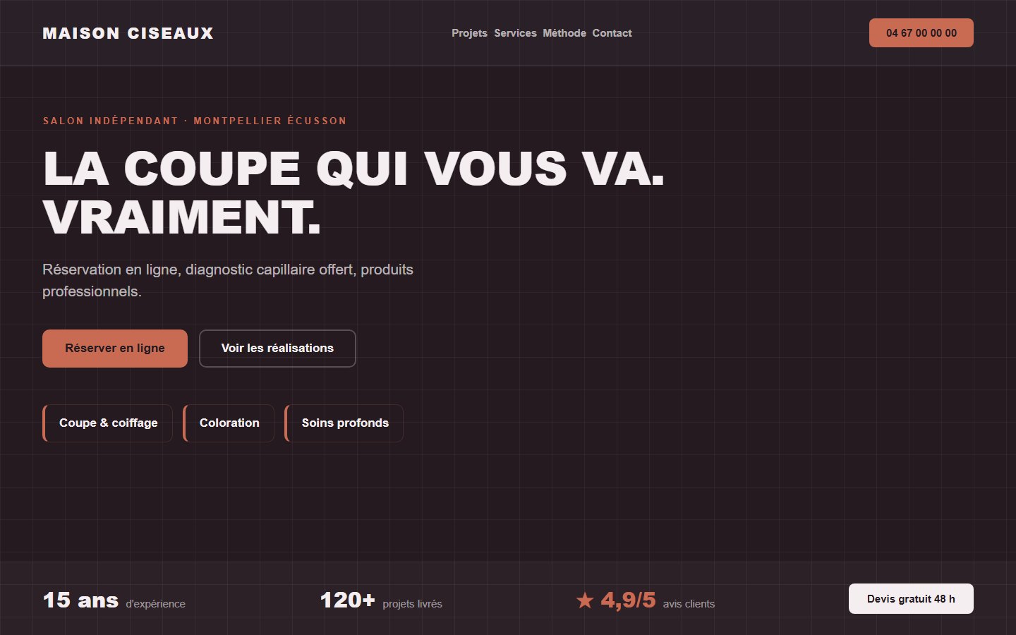 Site internet coiffeur - exemple 1