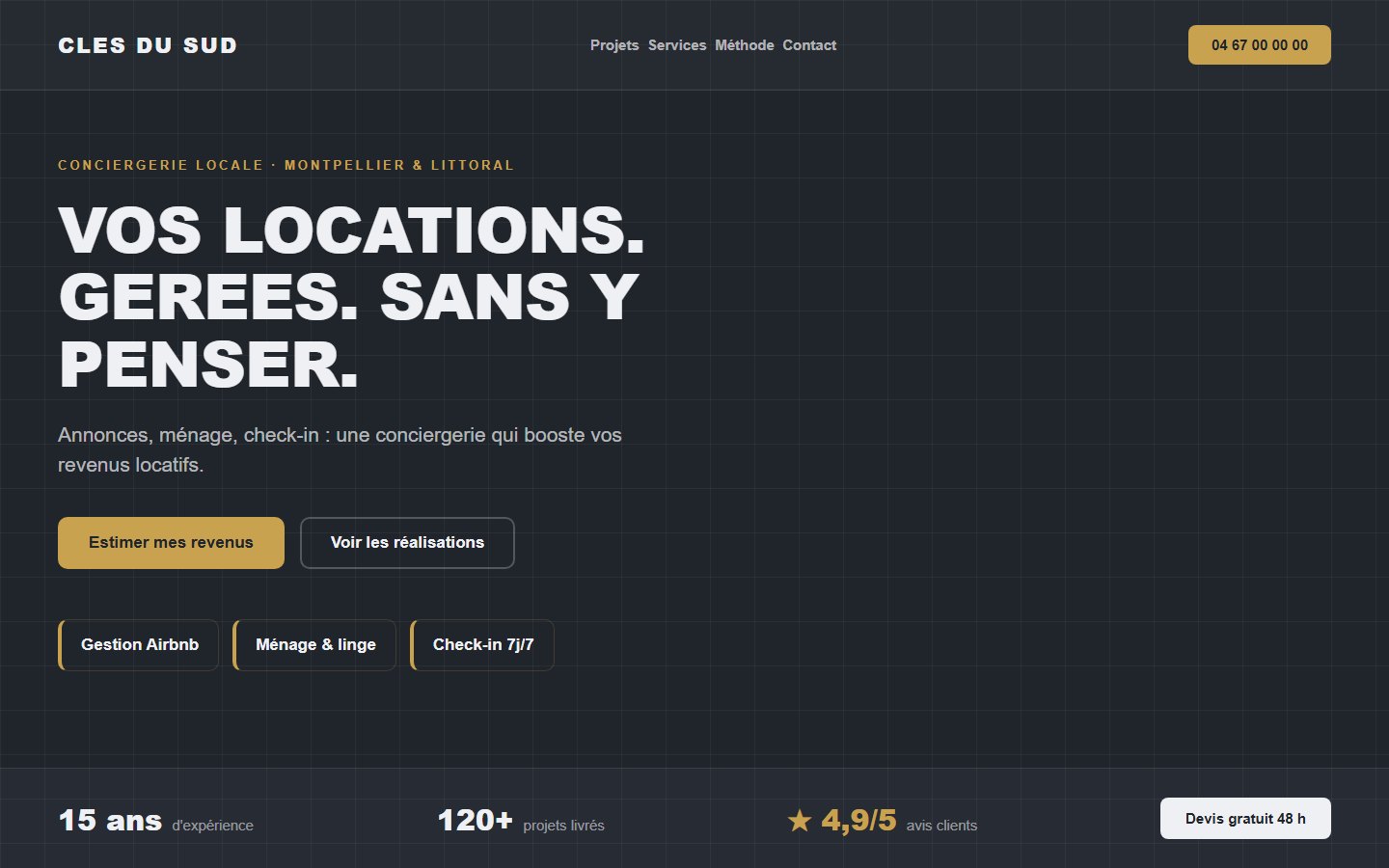 Site internet conciergerie - exemple 1
