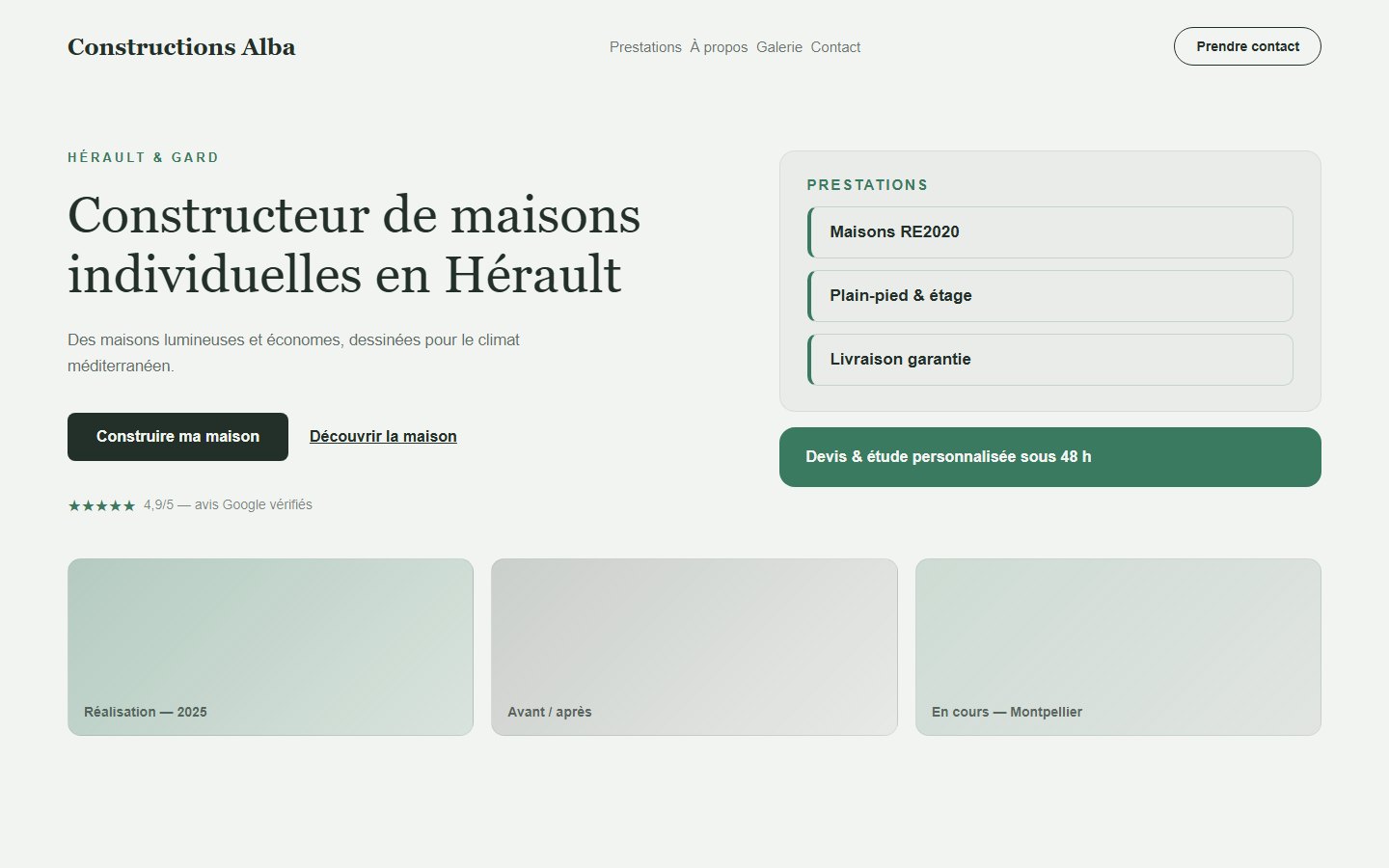 Création de site internet pour constructeur de maisons individuelles Site internet constructeur de maisons - exemple 2