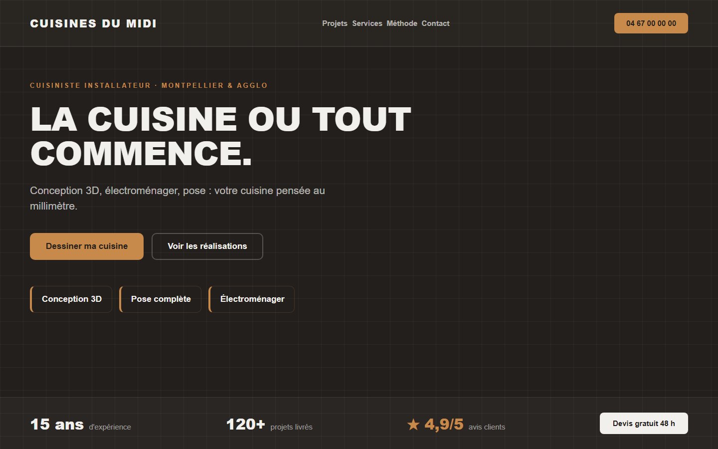 Site internet cuisiniste - exemple 1