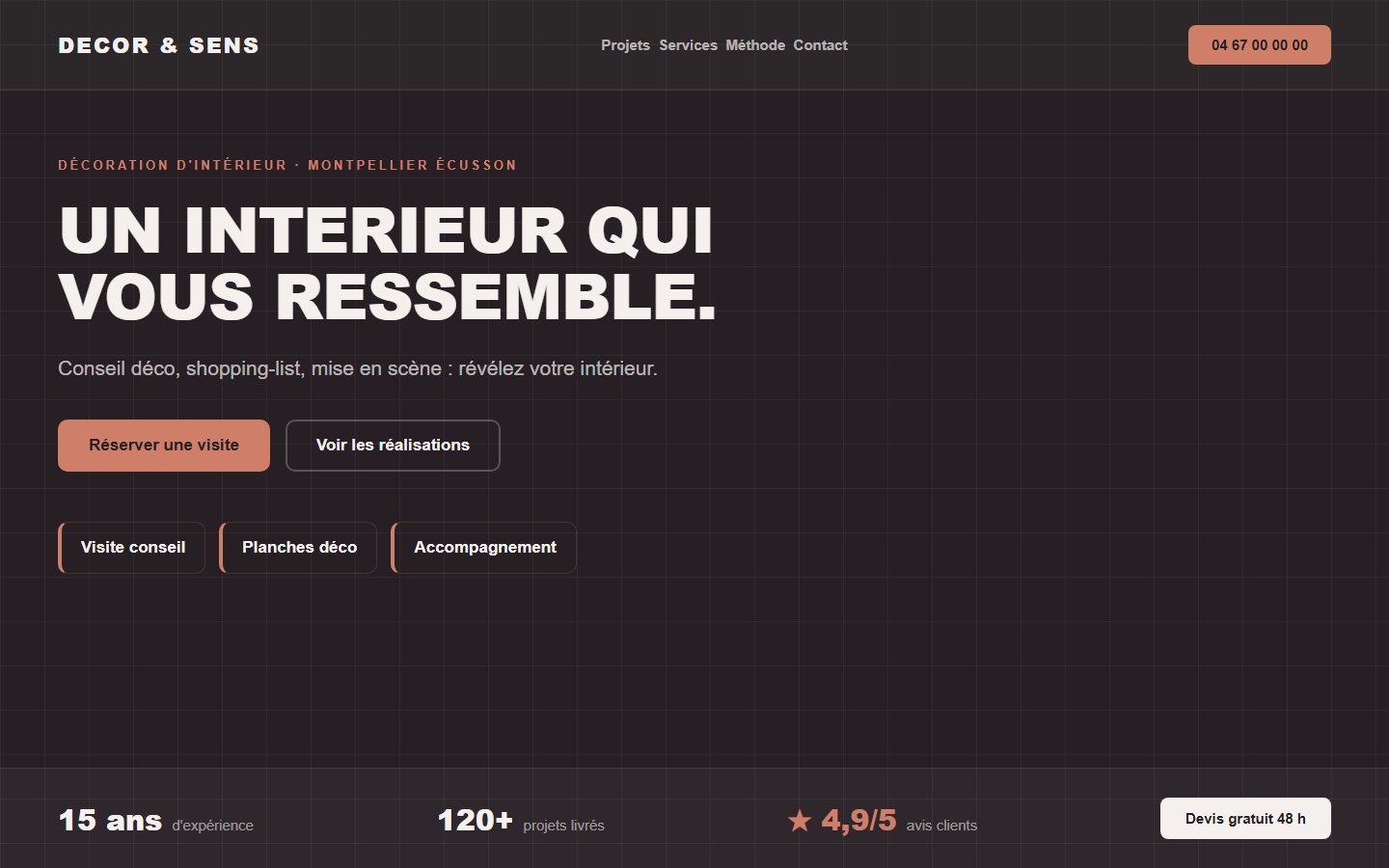 Site internet décorateur d'intérieur - exemple 1