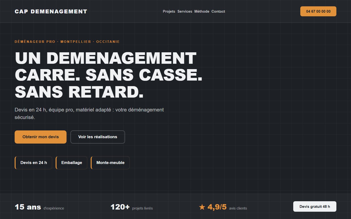 Site internet déménageur - exemple 1