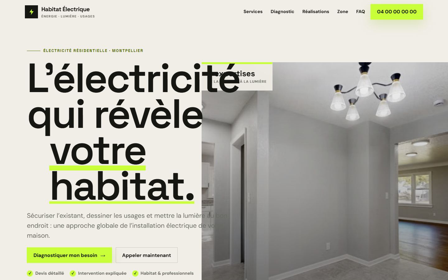 Site internet électricien — modèle Habitat Électrique à Agde