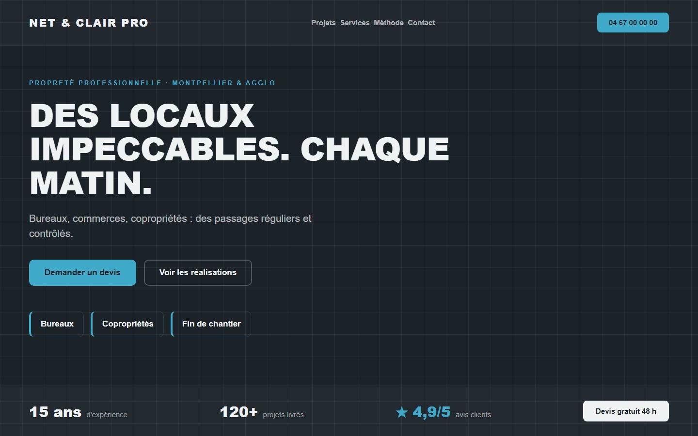 Site internet entreprise de nettoyage - exemple 1