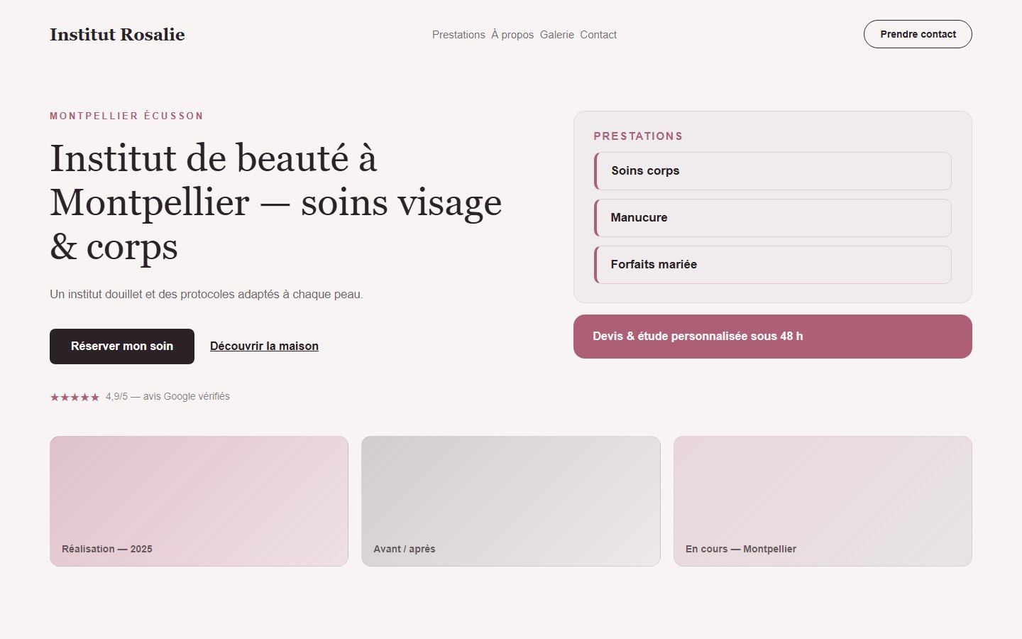 Site internet esthéticienne - exemple 2