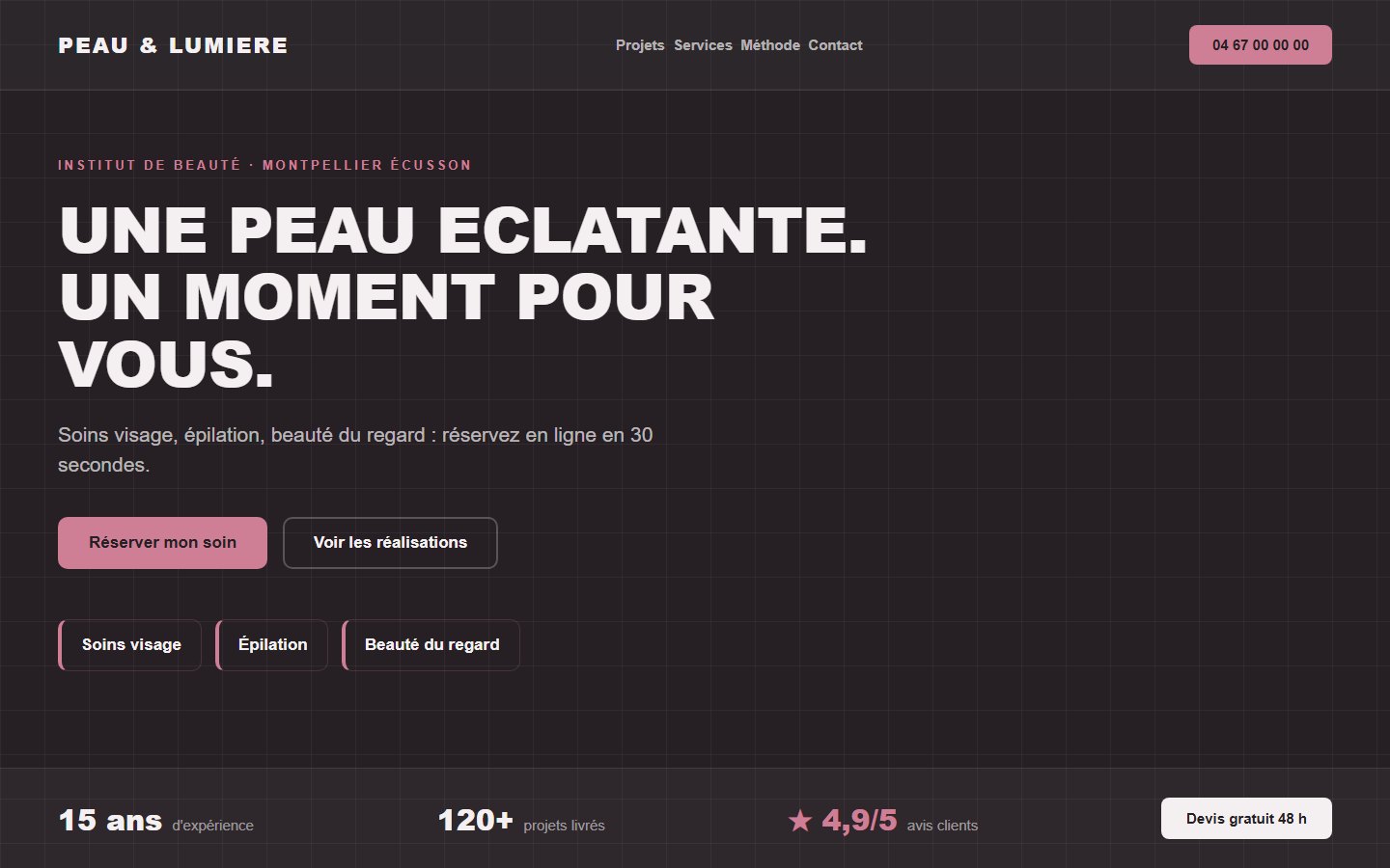 Site internet esthéticienne - exemple 1