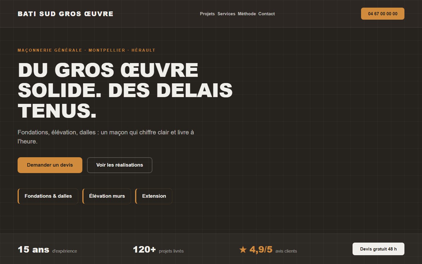 Création site internet maçon Pérols — Site internet maçon — modèle Studio