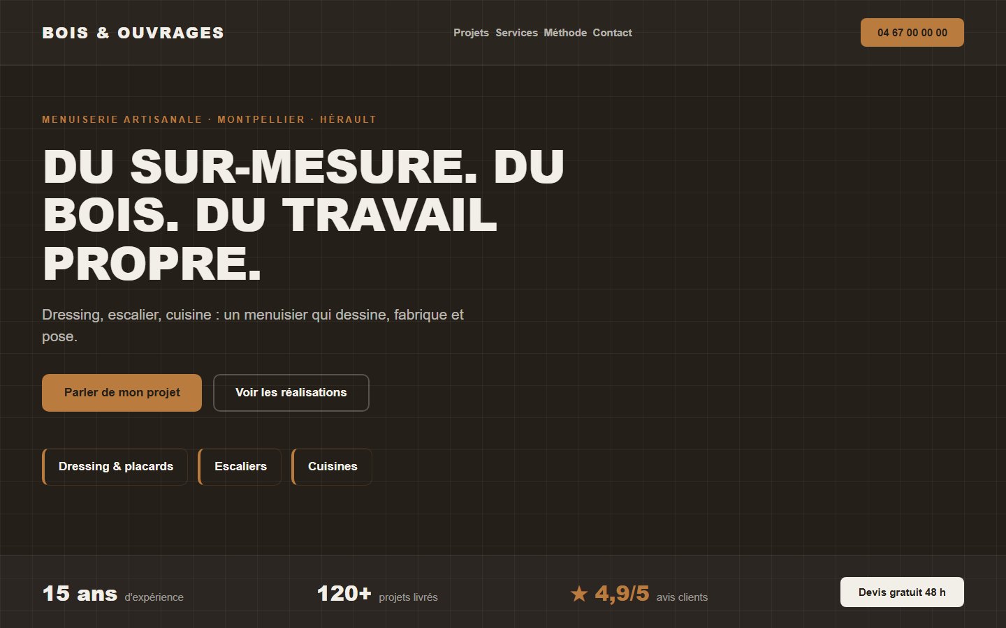 Site internet menuisier - exemple 1