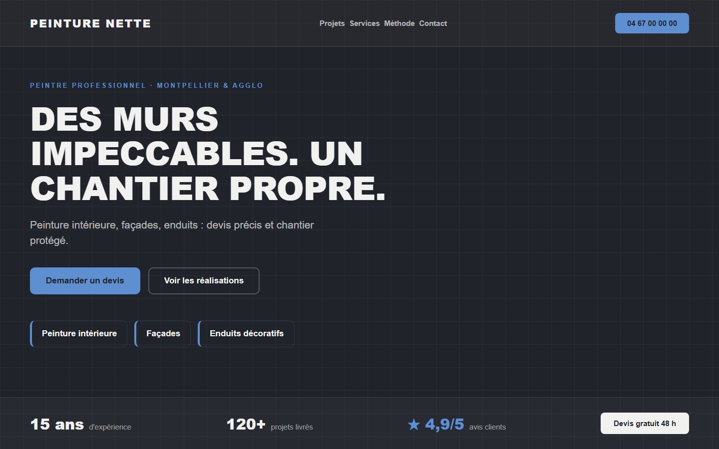 Site internet peintre en bâtiment - exemple 1
