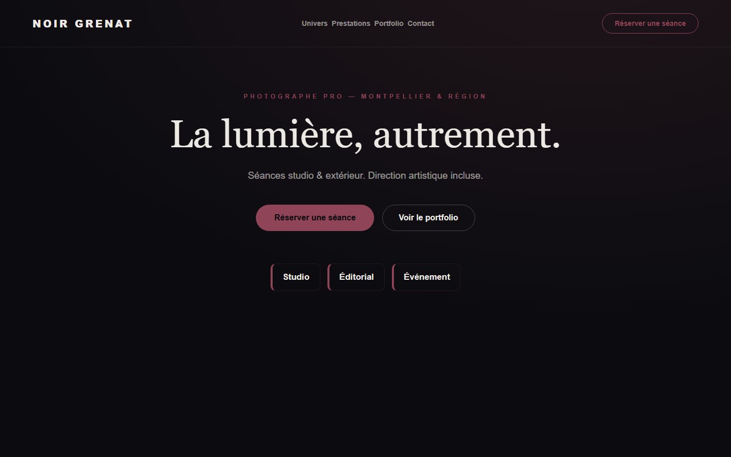 Site internet photographe - exemple 3