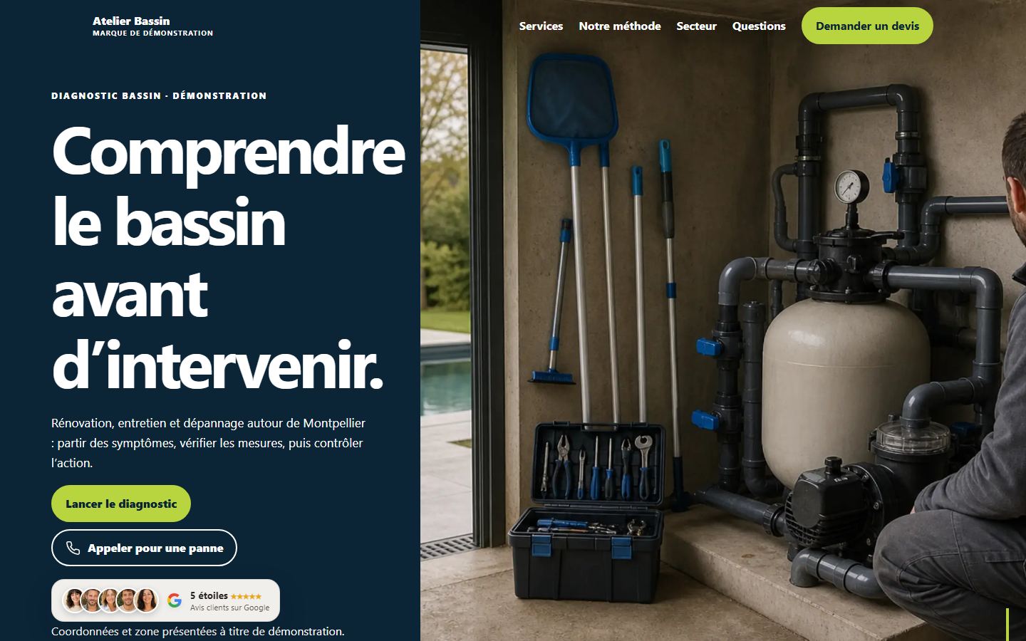 Site internet pisciniste - exemple 1