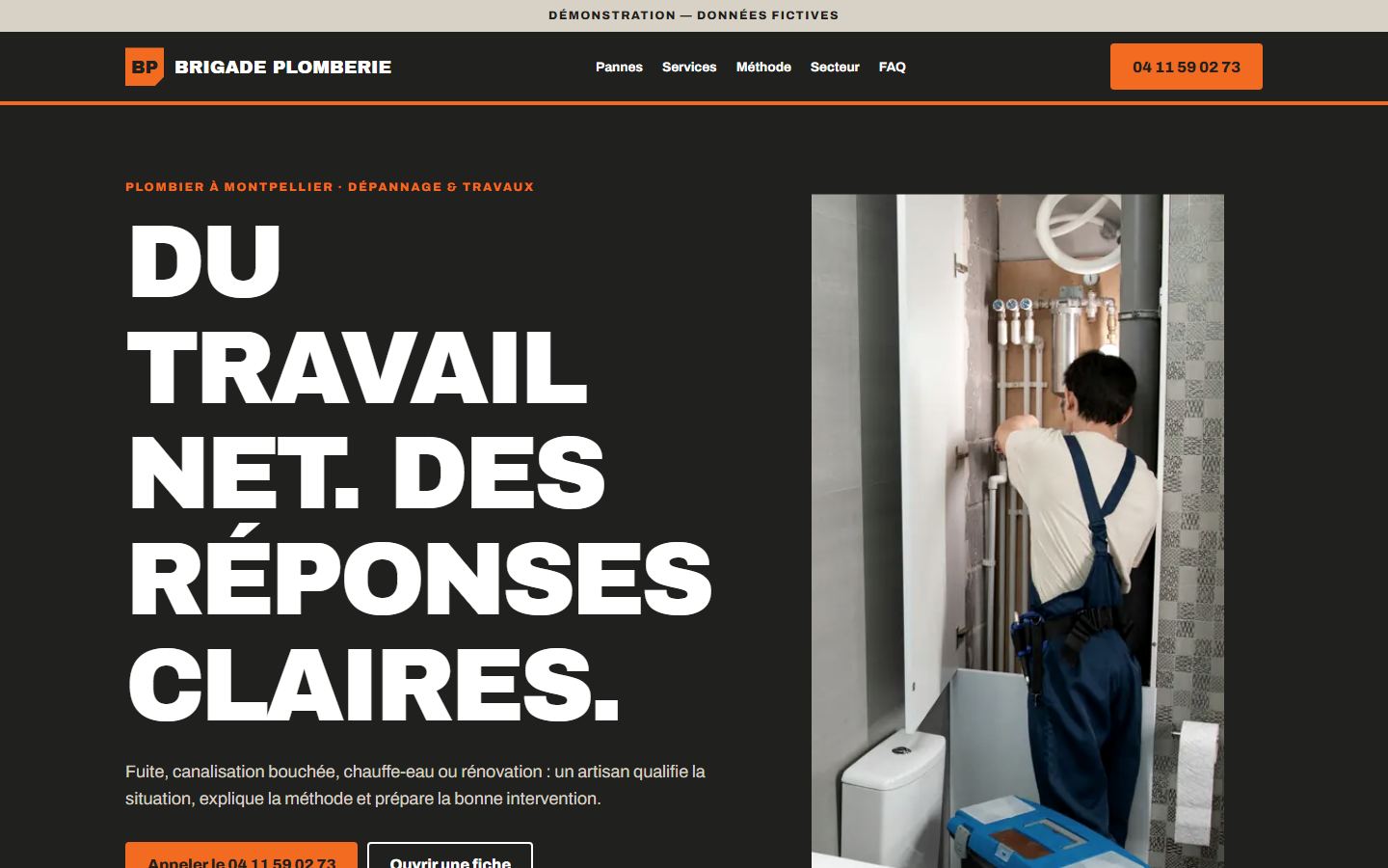 Site internet plombier travaux — modèle Chantier Net à Castries