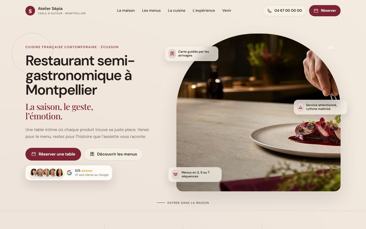 Site internet restaurant - exemple 1