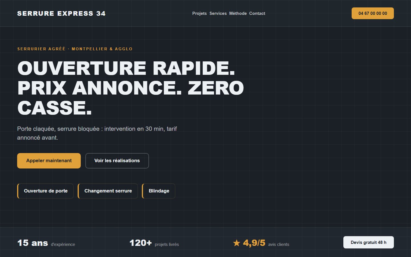 Site internet serrurier - exemple 1