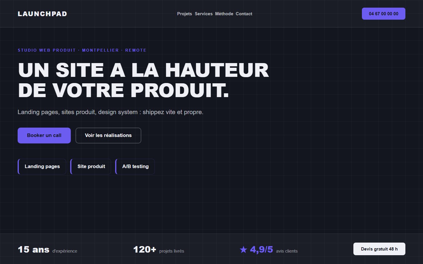 Site internet startup tech - exemple 1