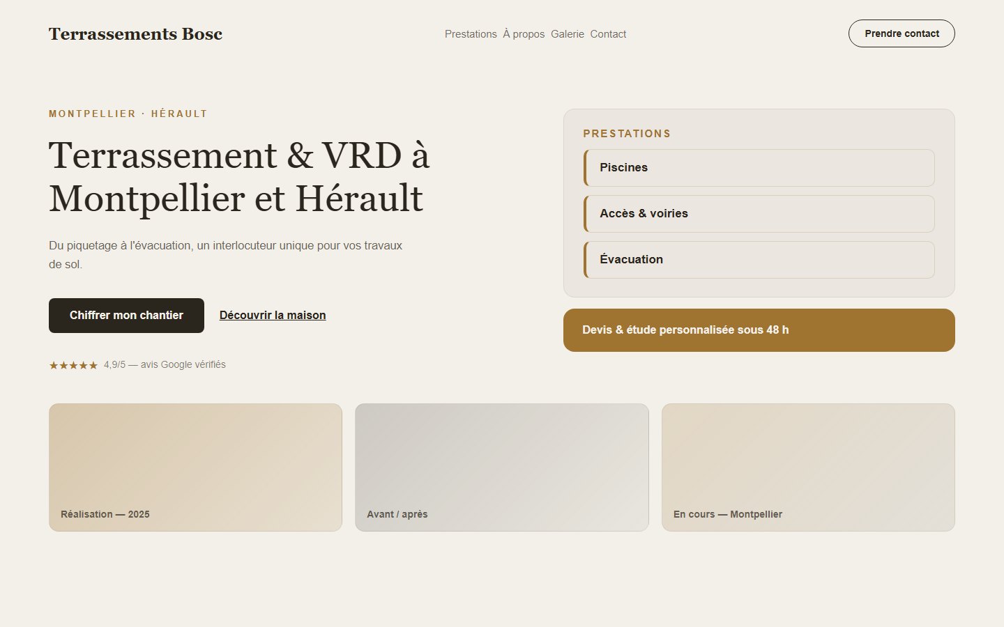 Création de site internet pour terrassier Site internet terrassier - exemple 2