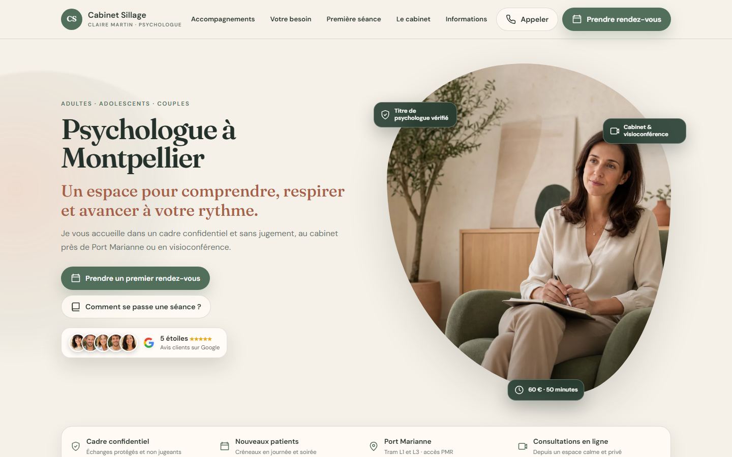 Site internet ostéopathe - exemple 1