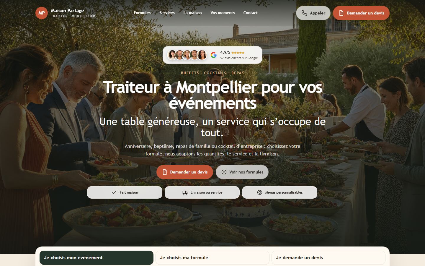 Site internet traiteur - exemple 3