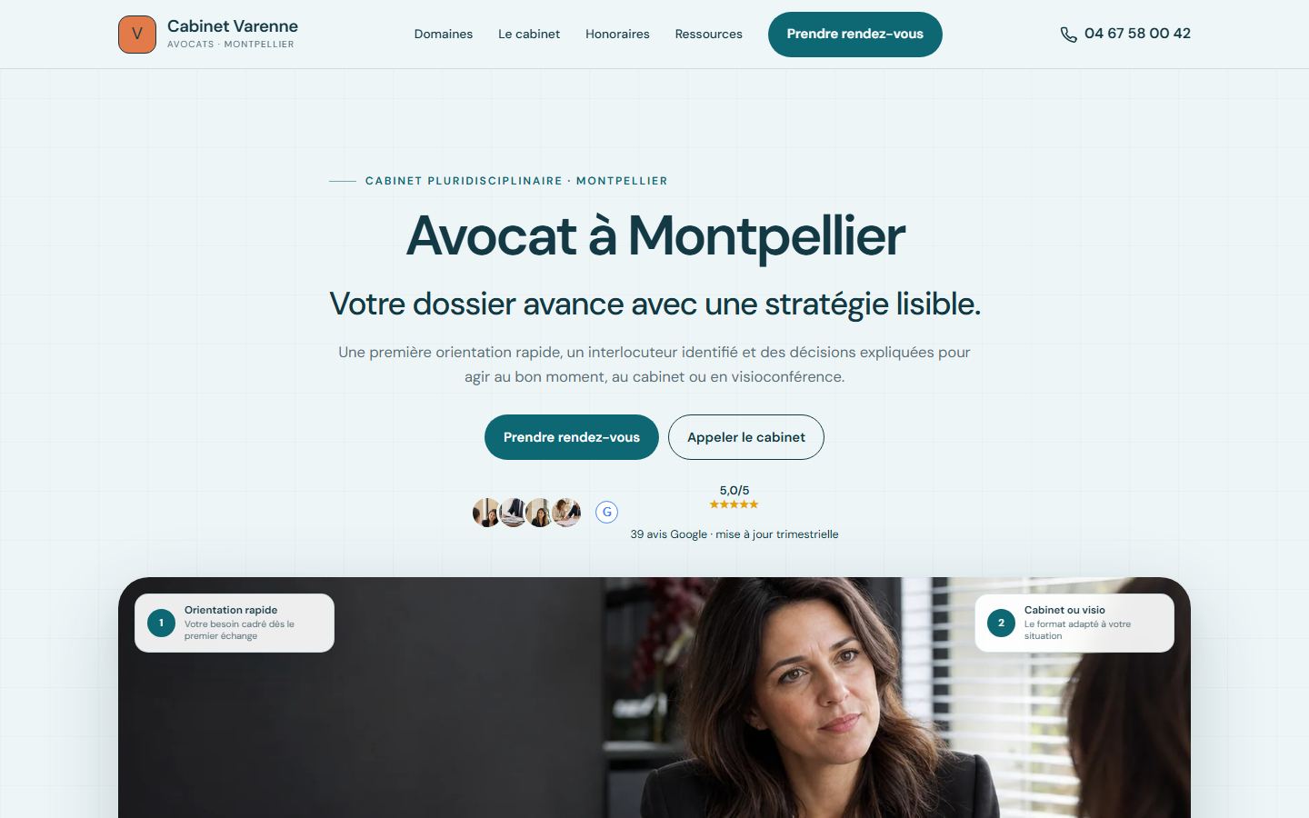 Création de site internet pour avocat Site internet avocat - exemple 1
