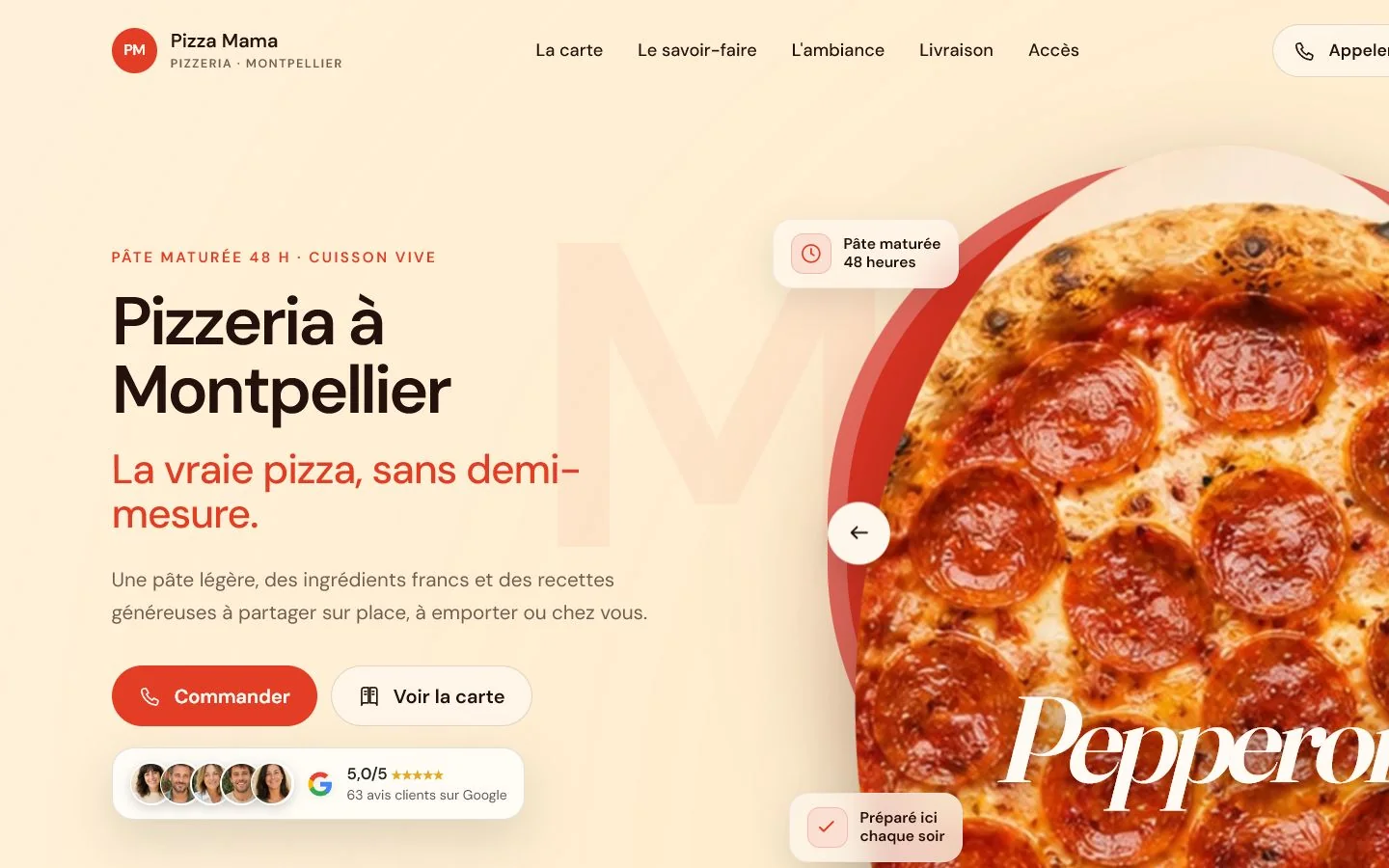 Univers de site pour une pizzeria artisanale