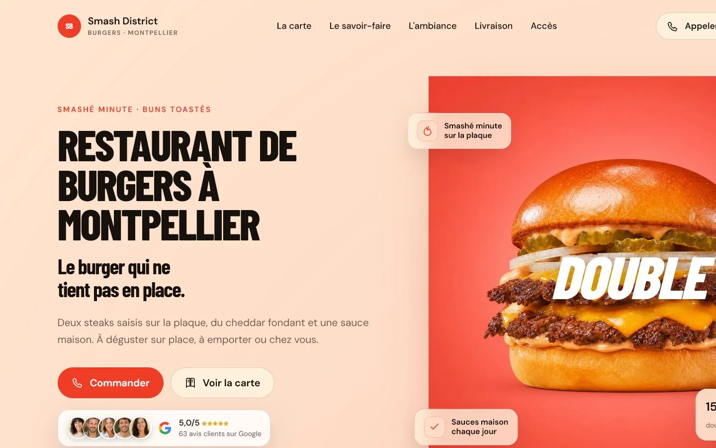Univers de site pour un restaurant de burgers