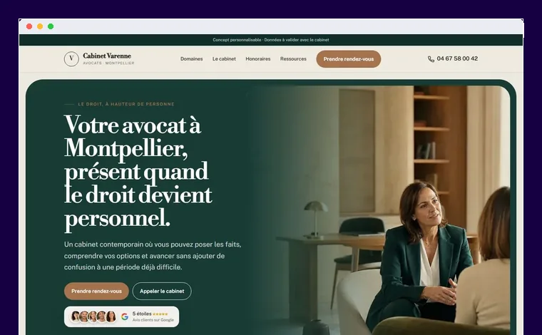 Site internet pour professions libérales et conseil dans le bassin de Thau — réalisation Site Web Montpellier