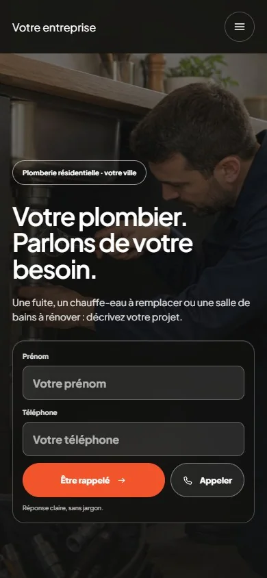 Création de site internet pour plombier