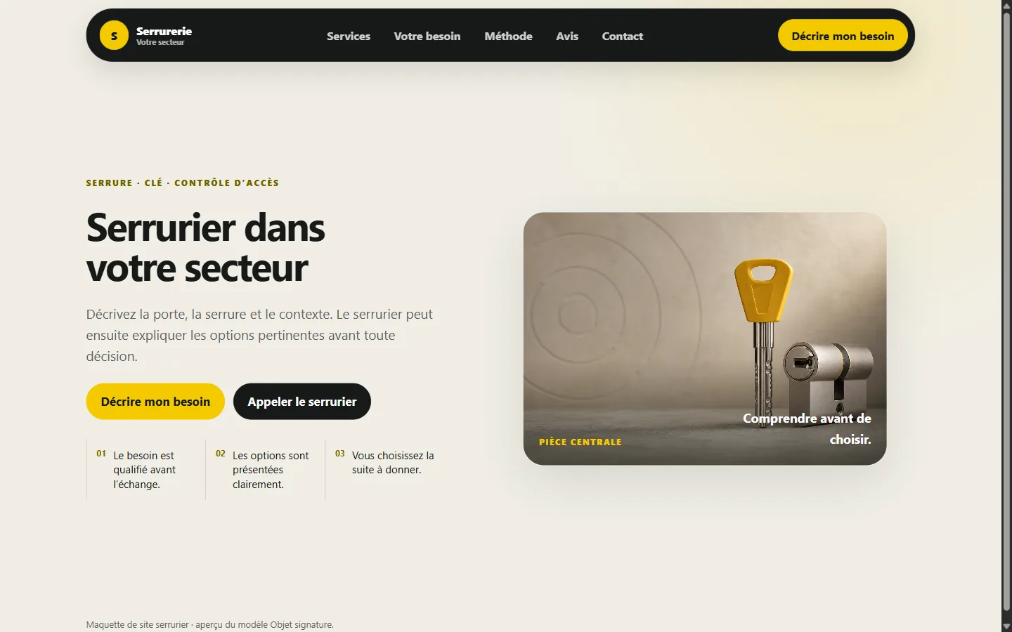 Création de site internet pour serrurier Exemple de design de site internet pour serrurier : serrurier