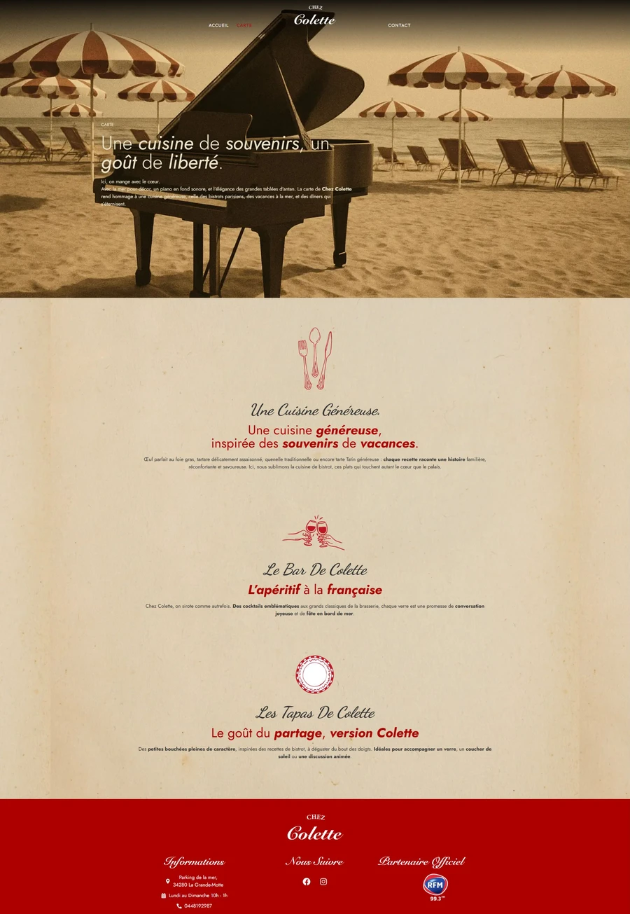 Page La carte du site de Chez Colette Plage